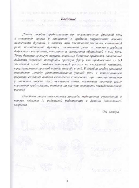 Понимание и формирование речи (грубая форма афазии). Клепацкая Л.Б.