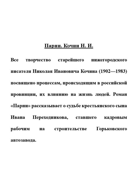 Парни. Кочин Н.И.