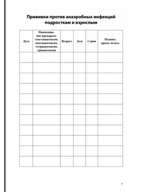 Сертификат о профилактических прививках