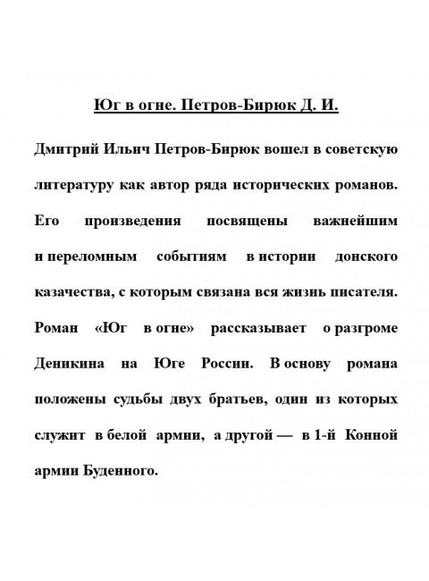 Юг в огне. Петров-Бирюк Д.И.