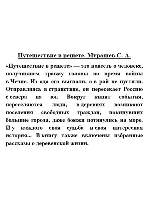 Путешествие в решете. Мурашев С.А.