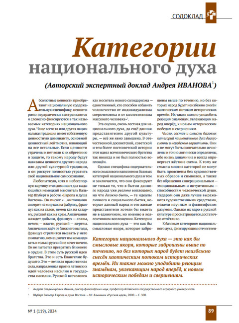 Изборский клуб №1 (119), 2024. Русское мировоззрение: Путь к себе