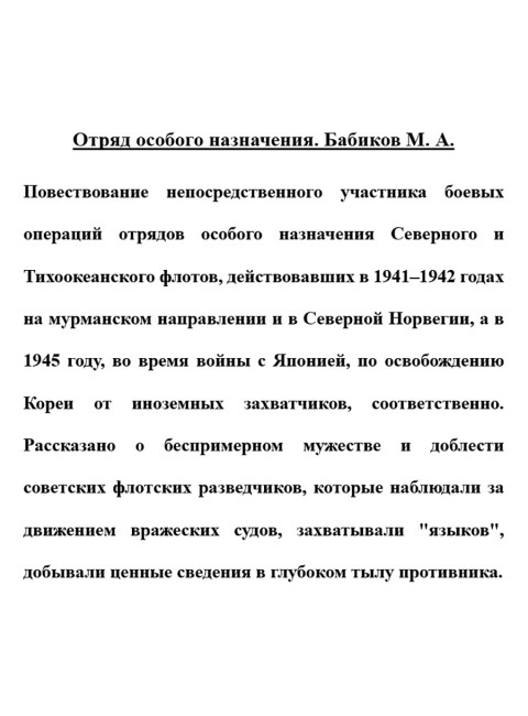 Отряд особого назначения. Бабиков М.А.